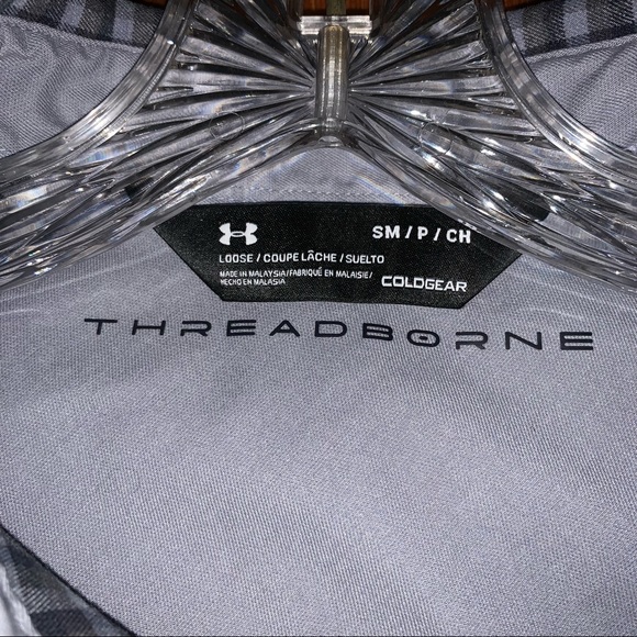 Men’s Small (S) UNDER ARMOUR ColdGear THREADBORNE Black Gray Insulated Shirt NEW - Picture 5 of 15